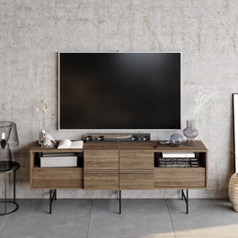 Hanah Home Soporte de TV Derin - Nogal y Negro